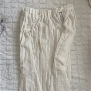 Cream pleated midi skirt